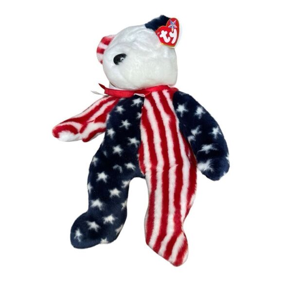 TY Beanie Buddy (1999) SPANGLE PLUSH the American Bear USA LARGE 14inch TOY SOFT - Picture 2 of 7